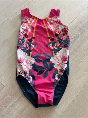 Destira floral pink gymnastics leotard - Pink